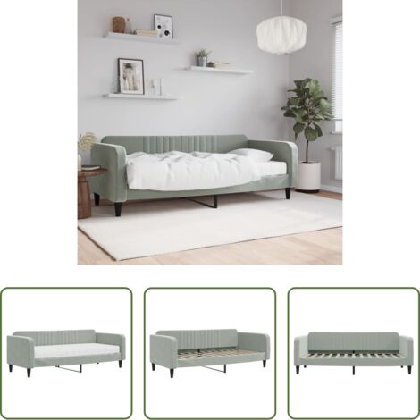 Sofá cama 2 en 1 -  Sofá cama con colchón terciopelo gris claro 90x200 cm