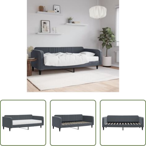 Sofá cama 2 en 1 -  Sofá cama con colchón terciopelo gris oscuro 100x200 cm