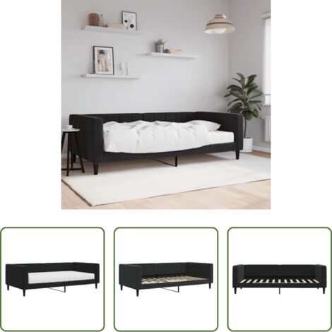 Sofá cama 2 en 1 -  Sofá cama con colchón terciopelo negro 100x200 cm