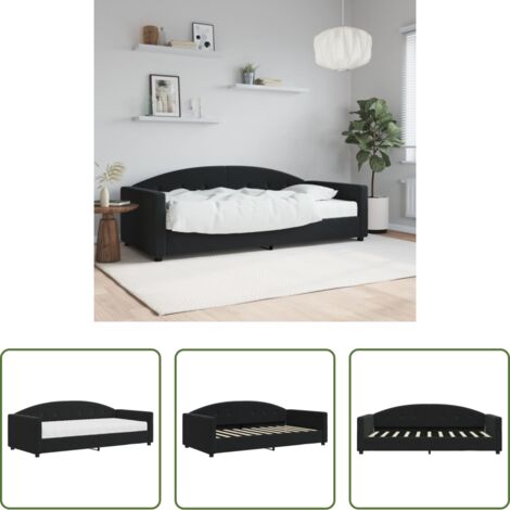 Sofá cama 2 en 1 -  Sofá cama con colchón terciopelo negro 90x190 cm