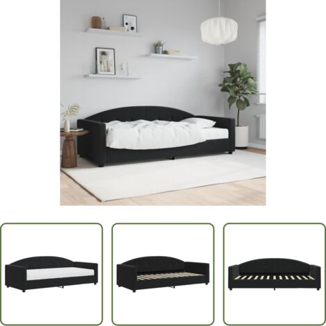 Sofá cama 2 en 1 -  Sofá cama con colchón terciopelo negro 90x200 cm