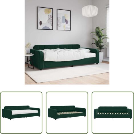 Sofá cama 2 en 1 -  Sofá cama con colchón terciopelo verde oscuro 100x200 cm