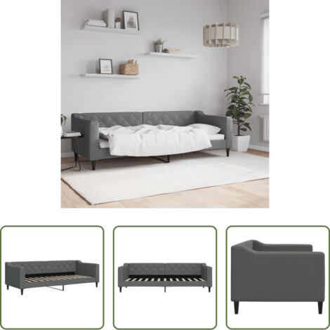 Sofá cama 2 en 1 -  Sofá cama sin colchón tela gris oscuro 80x200 cm