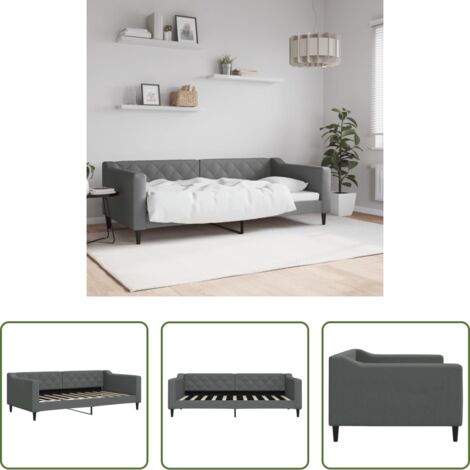 Sofá cama 2 en 1 -  Sofá cama sin colchón tela gris oscuro 90x190 cm