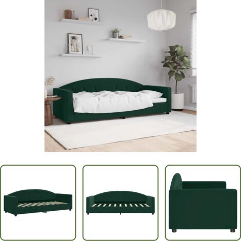 Sofá cama 2 en 1 -  Sofá cama sin colchón terciopelo verde oscuro 80x200 cm