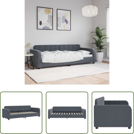 Sofá cama 2 en 1 -  Sofá cama terciopelo gris oscuro 80x200 cm