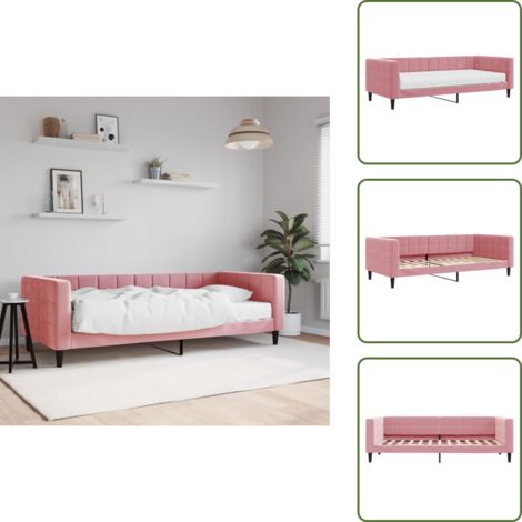 Sofá cama 2 en 1 - vidaXL Sofá cama con colchón terciopelo rosa 90x200 cm - Sofá cama con colchón