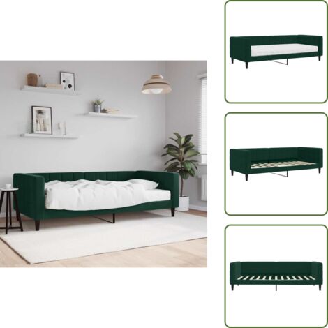Sofá cama 2 en 1 - vidaXL Sofá cama con colchón terciopelo verde oscuro 90x200 cm - Sofá cama moderno
