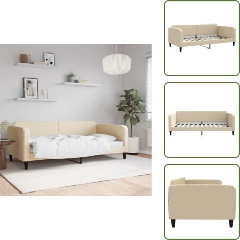 Sofá cama 2 en 1 - vidaXL Sofá cama sin colchón tela crema 100x200 cm - Sofá cama moderno