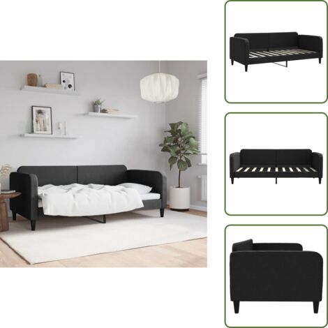 Sofá cama 2 en 1 - vidaXL Sofá cama sin colchón tela negro 90x190 cm - Sofá cama moderno