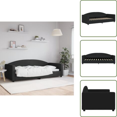 Sofá cama 2 en 1 - vidaXL Sofá cama sin colchón tela negro 90x200 cm - Sofá cama moderno