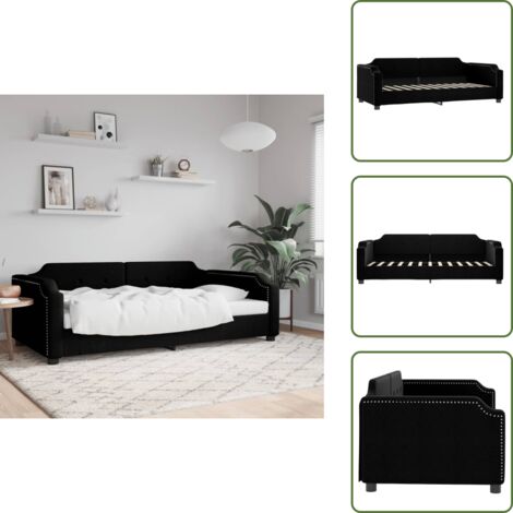 Sofá cama 2 en 1 - vidaXL Sofá cama sin colchón tela negro 90x200 cm - Sofá cama moderno