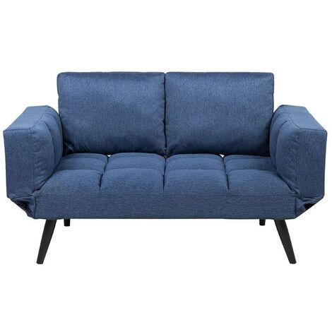 Sofá cama 2 plazas azul marino reposabrazos ajustables estilo minimalista Brekke