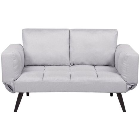 Sofá cama 2 plazas gris claro reposabrazos ajustables estilo minimalista Brekke
