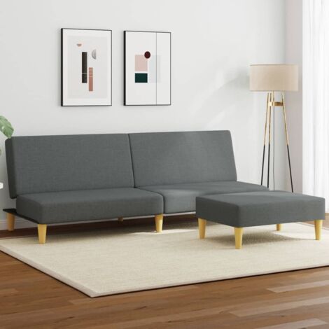 Sofá cama 2 plazas y almohadas taburete terciopelo gris oscuro vidaXL