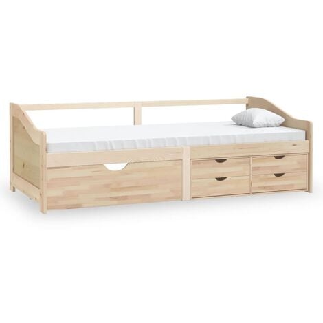Sofá cama 3 plazas con cajones madera maciza pino 90x200 cm Multicolor