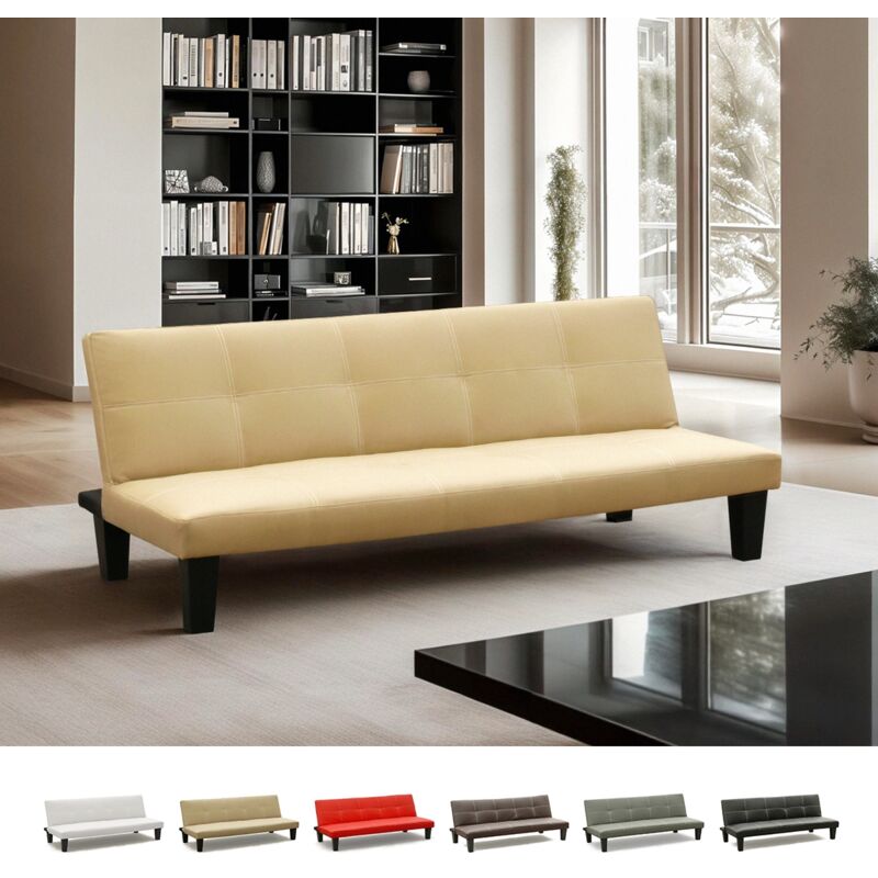 

Sofá cama 3 plazas cuero polipiel Topazio pronto letto | Color: Beige
