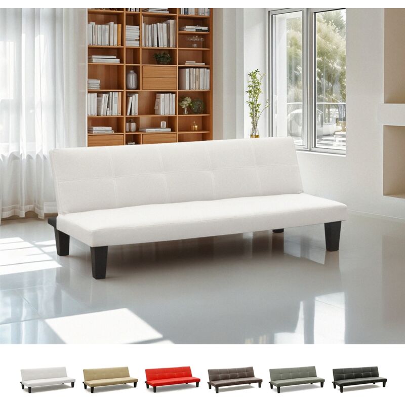 

Sofá cama 3 plazas cuero polipiel Topazio pronto letto | Color: Blanco