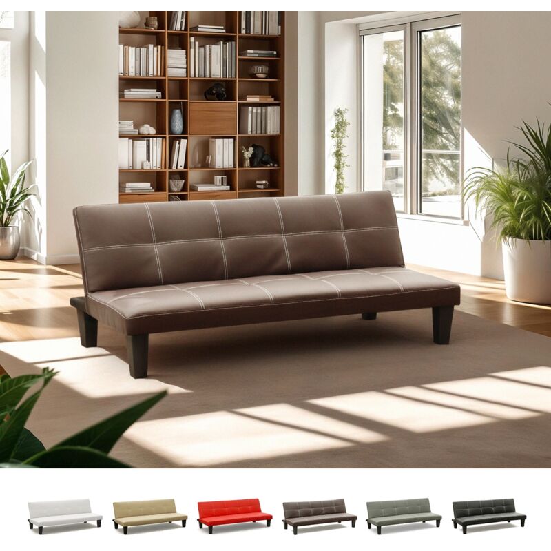 

Sofá cama 3 plazas cuero polipiel Topazio pronto letto | Color: Marrón