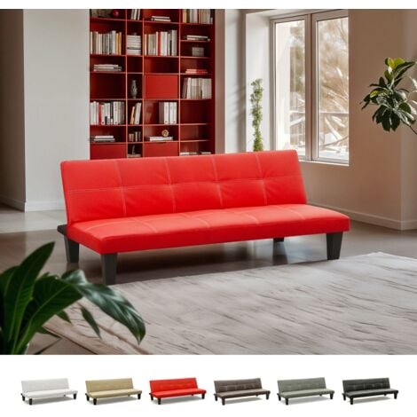 Sofá cama 3 plazas cuero polipiel Topazio pronto letto - Rojo