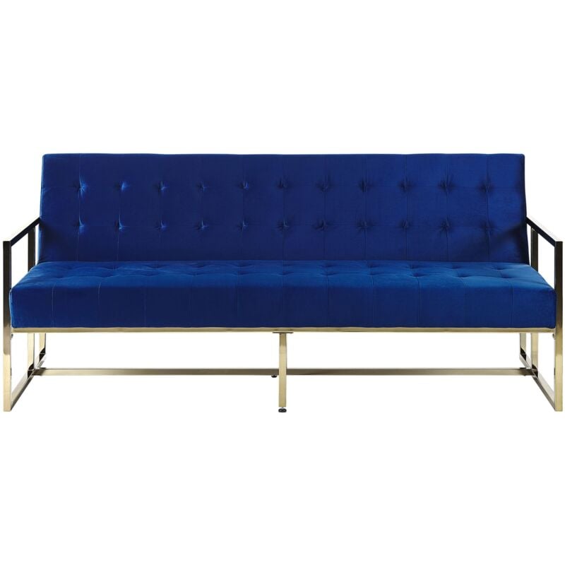 

Sofá cama de terciopelo azul MARSTAL