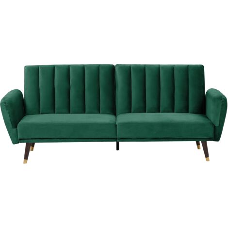 Sofá cama 3 plazas de terciopelo verde esmeralda convertible Vimmerby