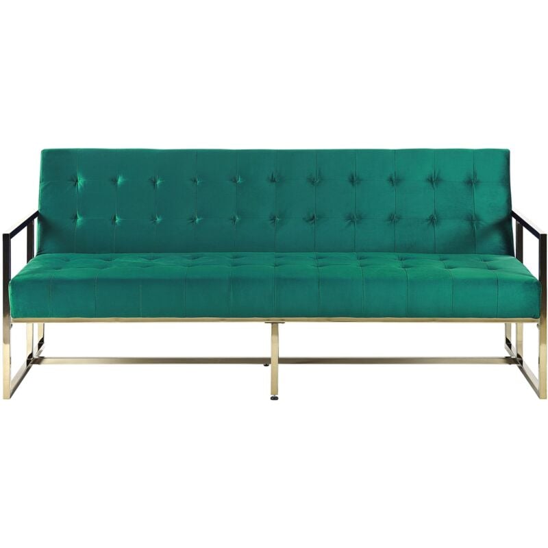 

Sofá cama de terciopelo verde MARSTAL