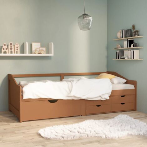 Sofá cama 3 plazas Moderno Cama para adulto cajones pino macizo marrón miel 90x200 cm ES36625A