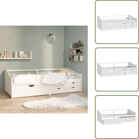 Sofá cama 3 plazas - vidaXL Sofá cama 3 plazas cajones madera maciza pino blanco 90x200 cm - Cama de huéspedes