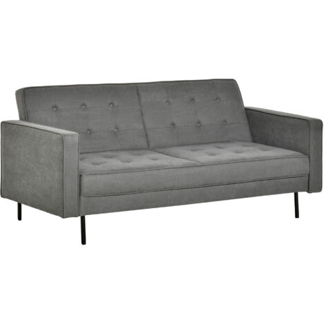 Sofá cama ajustable de algodón gris, ideal para salas de estar, dormitorios, home cinema y habitaciones de invitados.