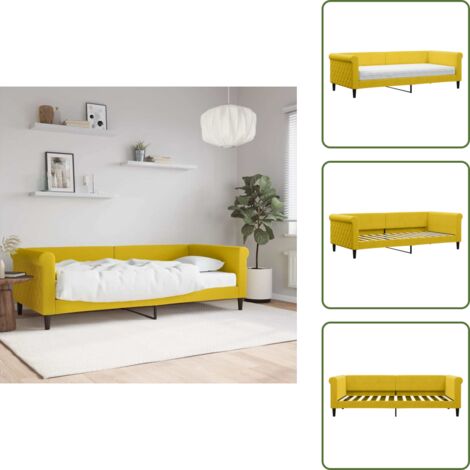 Sofá cama amarillo - vidaXL Sofá cama con colchón terciopelo amarillo 90x200 cm - Sofá cama moderno