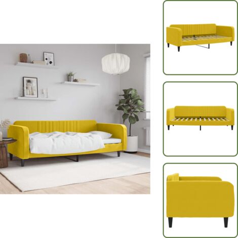 Sofá cama amarillo - vidaXL Sofá cama sin colchón terciopelo amarillo 100x200 cm - Sofá cama terciopelo