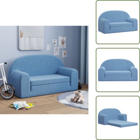 Sofá cama azul - vidaXL Sofá cama de niños 2 plazas felpa suave azul - Sofá cama felpa suave
