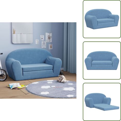 Sofá cama azul - vidaXL Sofá cama de niños 2 plazas felpa suave azul - Sofá cama felpa suave