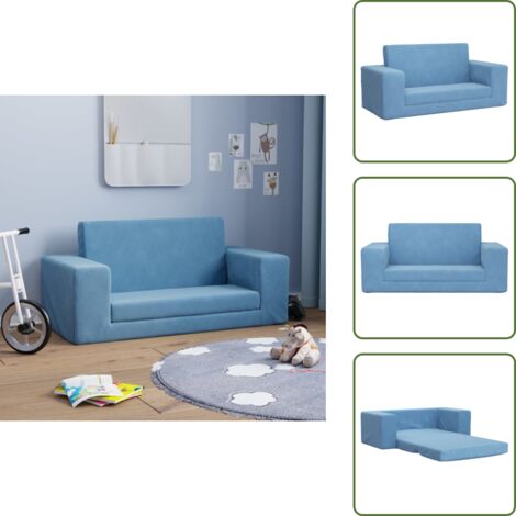 Sofá cama azul - vidaXL Sofá cama de niños 2 plazas felpa suave azul - Sofá cama suave