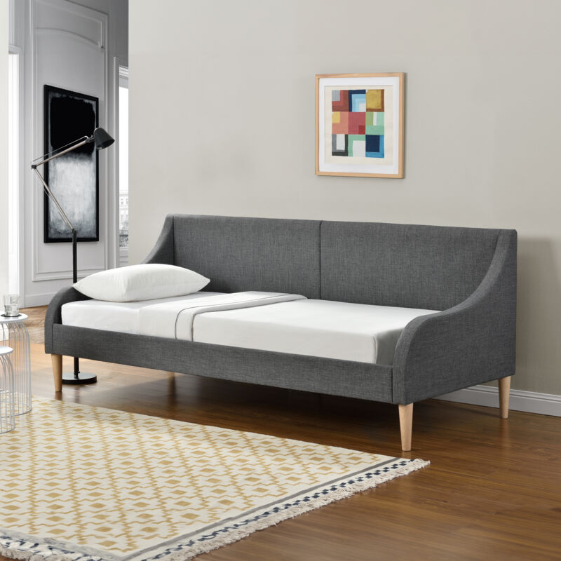 

Sofá-cama - Cama de día - 200cm x 90cm - Tela Gris con Patas de plástico imitación madera
