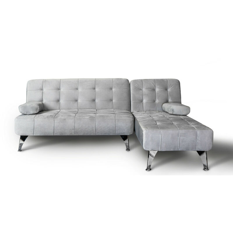 

Saldosystocks - Sofa-cama chaise longue reversible sin anclaje aroa xs gris terciolepo tacto delicado, 3 plazas, gran variedad de colores