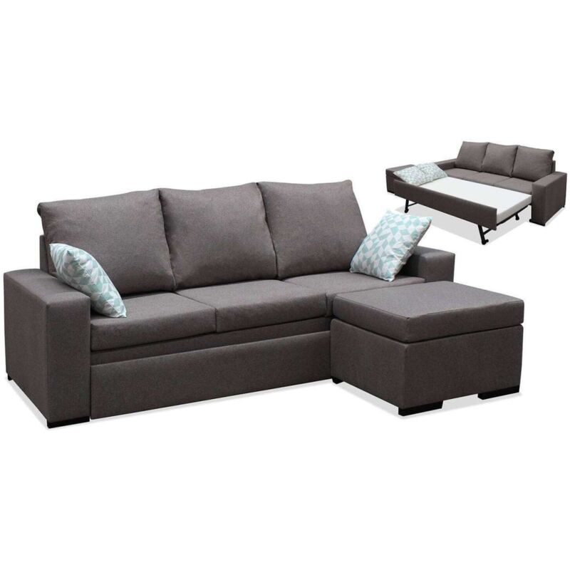 

Sofa cama chaiselongue reversible Oscar tapizado marrón 220 cm(ancho) 104 cm(altura) 155 cm(fondo).