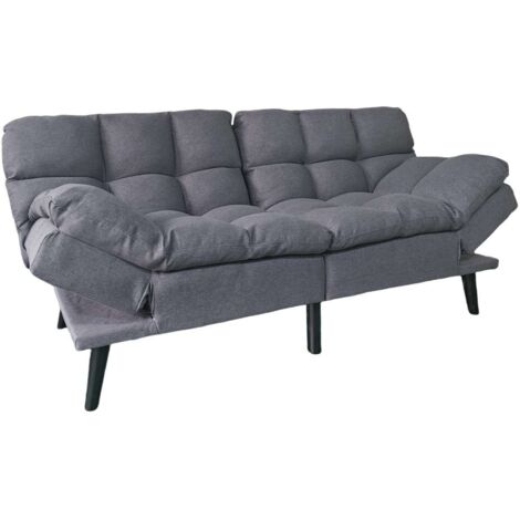 Sofá cama clic clac Cushion  en tela gris. 183cm(ancho) x 86.5cm(fondo) x 81cm(alto)