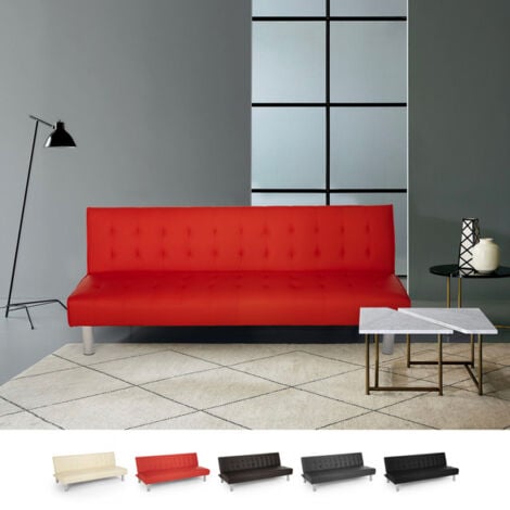 Sofá cama clic clac de 2 plazas en polipiel de diseño moderno reclinable Elly - Rojo