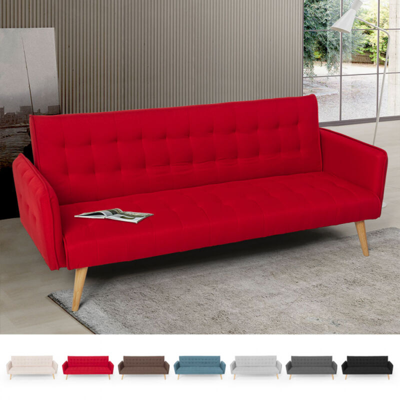 

Sofá cama clic clac de 3 plazas en tejido de diseño nórdico reclinable Malibu | Color: Rojo