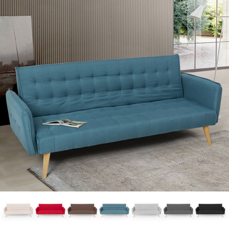

Sofá cama clic clac de 3 plazas en tejido de diseño nórdico reclinable Malibu | Color: Azul Marino
