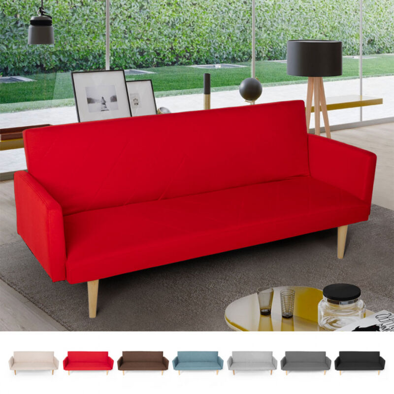 

Sofá cama clic clac de 3 plazas en tejido de diseño nórdico reclinable Perla | Color: Rojo