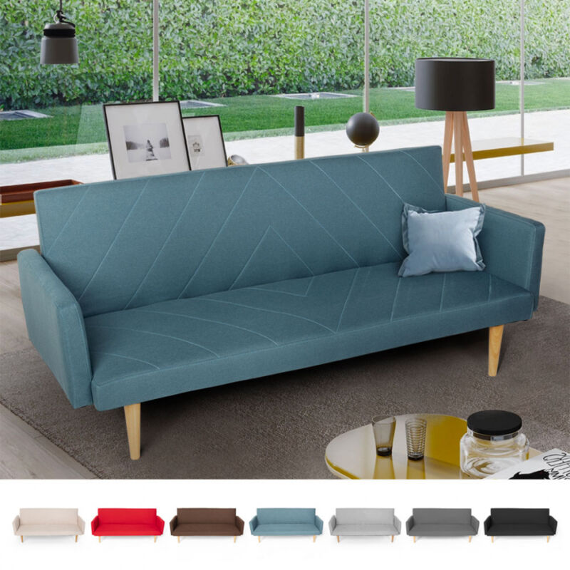 

Sofá cama clic clac de 3 plazas en tejido de diseño nórdico reclinable Perla | Color: Azul Marino