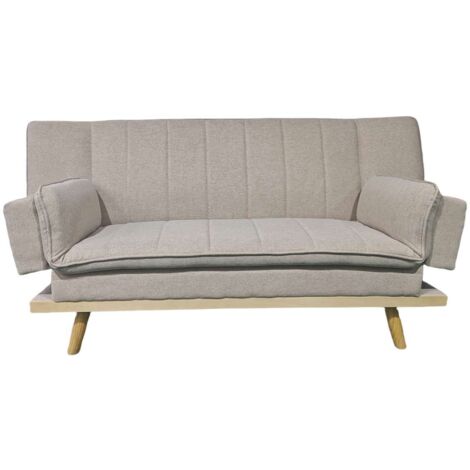 Sofá cama clic clac Lounge XL en tela beige. 189cm(ancho) x 89cm(fondo) x 91cm(alto)