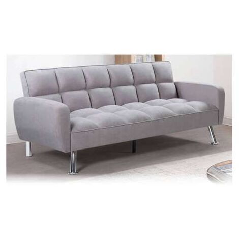 Sofá cama clic clac Neo con brazos en tela gris claro. 202cm(ancho) x 92cm(fondo) x 83cm(alto)
