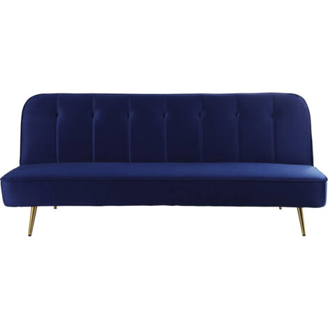 Sofá cama/clic clac terciopelo "James" - 3 plazas - Azul oscuro