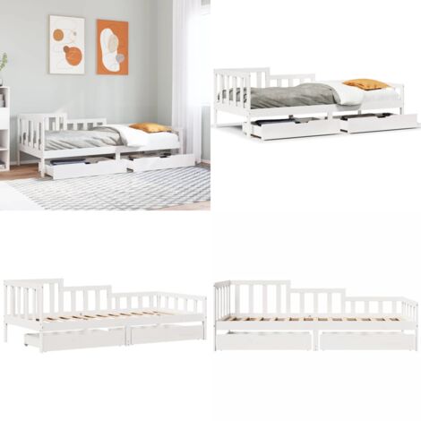 Sofá cama con cajones madera maciza de pino 90x190 cm - Cama con cajones - Madera maciza