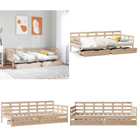 Sofá cama con cajones madera maciza de pino 90x190 cm - Cama con cajones - Sofá cama de madera