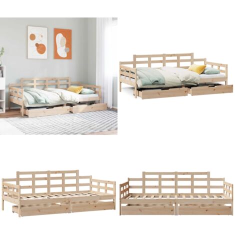 Sofá cama con cajones madera maciza de pino 90x190 cm - Cama con cajones - Sofá cama de madera